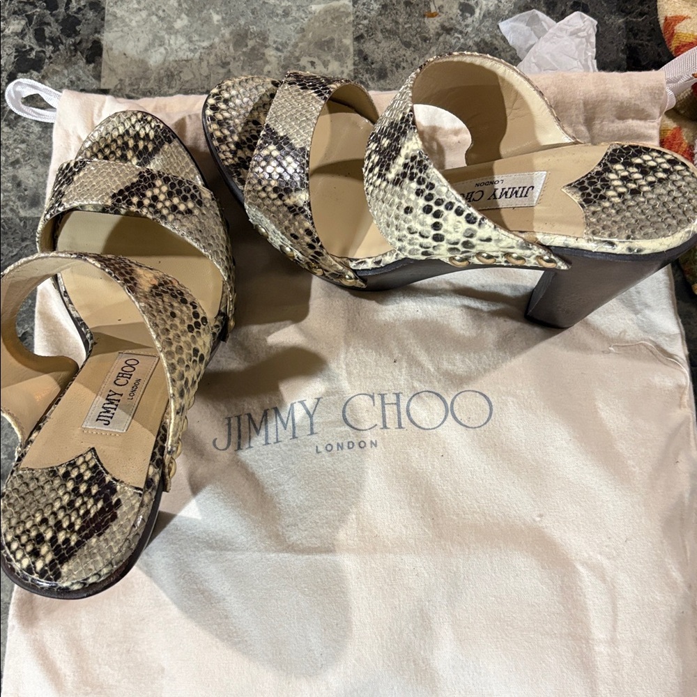 Jimmy Choo Snake Print Platform Sandals - Picture 6 of 6